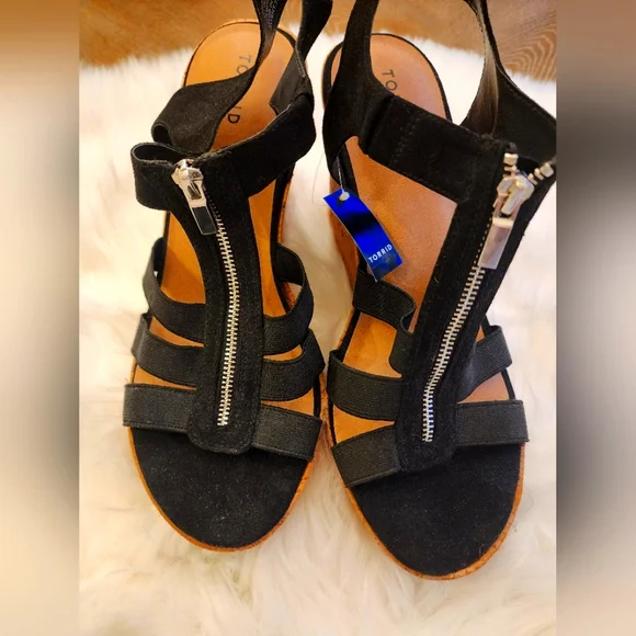 NWT Torrid Black Wedge Platform Sandals - Picture 3 of 7